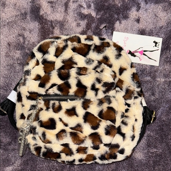 Gildan Handbags - Gilda Paris Leopard Print Faux Fur Mini Backpack